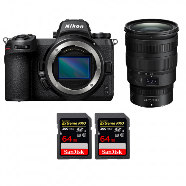 Nikon Z6 II + Z 24-70mm f/2.8 S + 2 SanDisk 64GB Extreme PRO UHS-II SDXC 300 MB/s - Appareil Photo Hybride