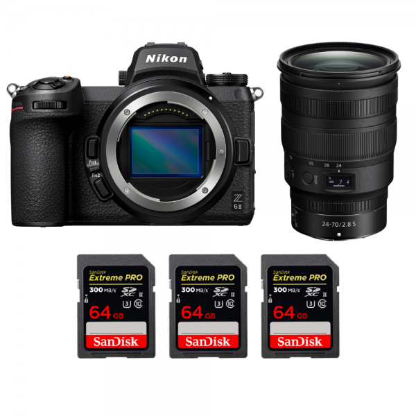Nikon Z6 II + Z 24-70mm f/2.8 S + 3 SanDisk 64GB Extreme PRO UHS-II SDXC 300 MB/s - Appareil Photo Hybride