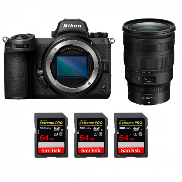 Nikon Z7 II + Z 24-70mm f/2.8 S + 3 SanDisk 64GB Extreme PRO UHS-II SDXC 300 MB/s - Appareil Photo Hybride