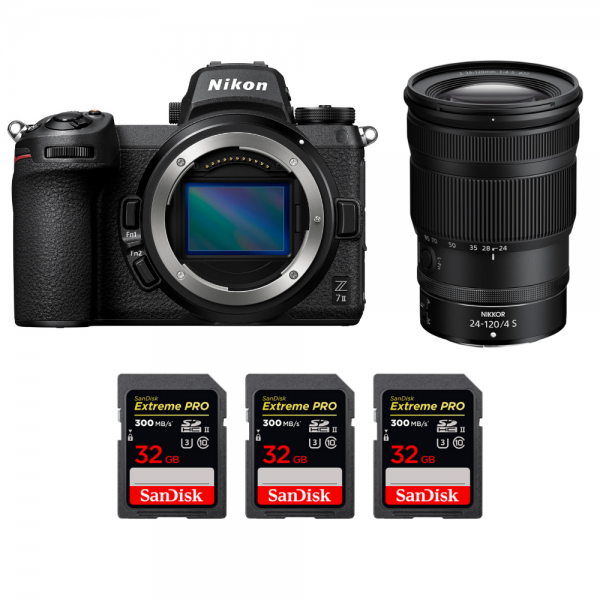 Nikon Z7 II + Z 24-120mm f/4 S + 3 SanDisk 32GB Extreme PRO UHS-II SDXC 300 MB/s - Appareil Photo Hybride