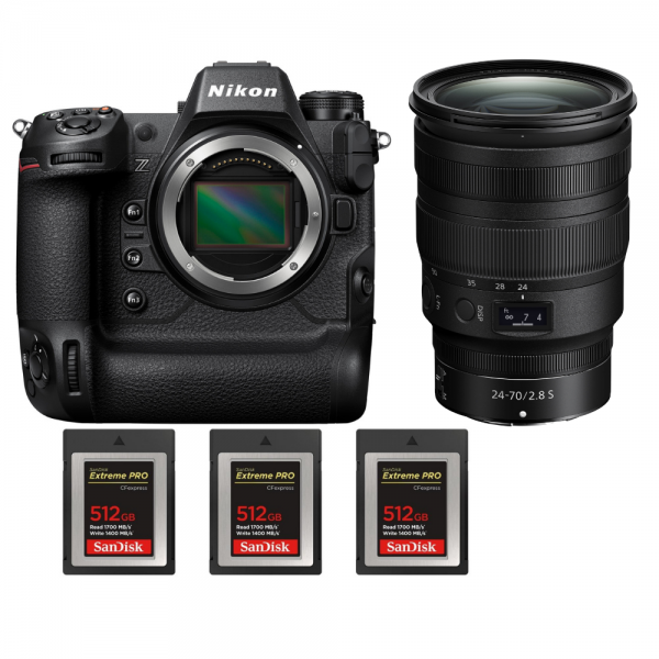 Nikon Z9 + Z 24-70mm f/2.8 S + 3 SanDisk 512GB Extreme PRO CFexpress Type B - Appareil Photo Professionnel