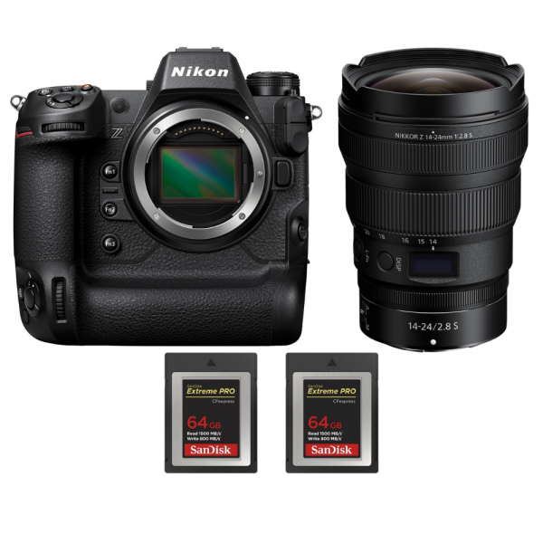 Nikon Z9 + Z 14-24mm f/2.8 S + 2 SanDisk 64GB Extreme PRO CFexpress Type B - Appareil Photo Professionnel
