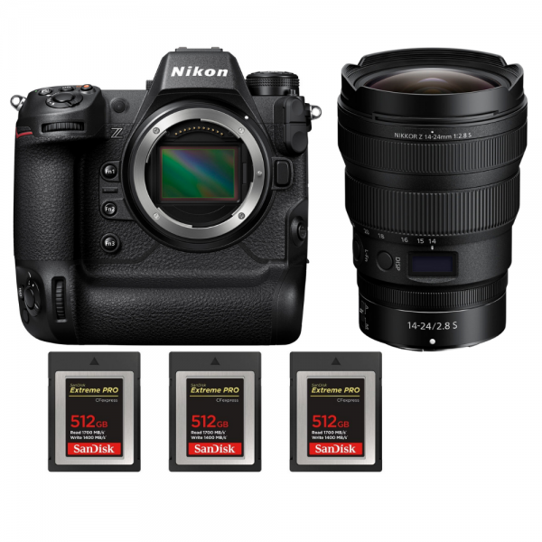 Nikon Z9 + Z 14-24mm f/2.8 S + 3 SanDisk 512GB Extreme PRO CFexpress Type B - Appareil Photo Professionnel