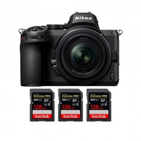 Nikon Z5 + Z 24-50mm f/4-6.3 + 3 SanDisk 128GB Extreme PRO UHS-II SDXC 300 MB/s - Appareil Photo Hybride