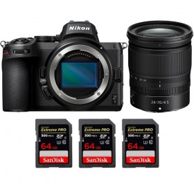 Nikon Z5 + Z 24-70mm f/4 S + 3 SanDisk 64GB Extreme PRO UHS-II SDXC 300 MB/s - Appareil Photo Hybride