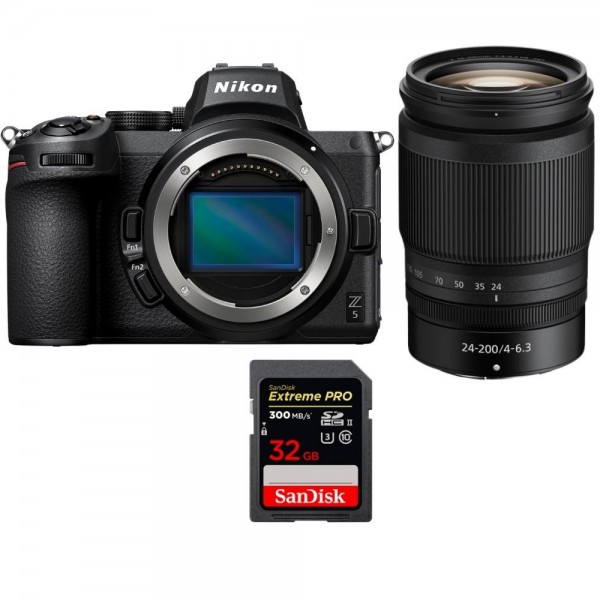 Nikon Z5 + Z 24-200mm f/4-6.3 VR + 1 SanDisk 32GB Extreme PRO UHS-II SDXC 300 MB/s - Appareil Photo Hybride