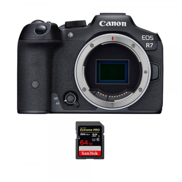 Canon EOS R7 + 1 SanDisk 64GB Extreme PRO UHS-II SDXC 300 MB/s - Appareil Photo Hybride