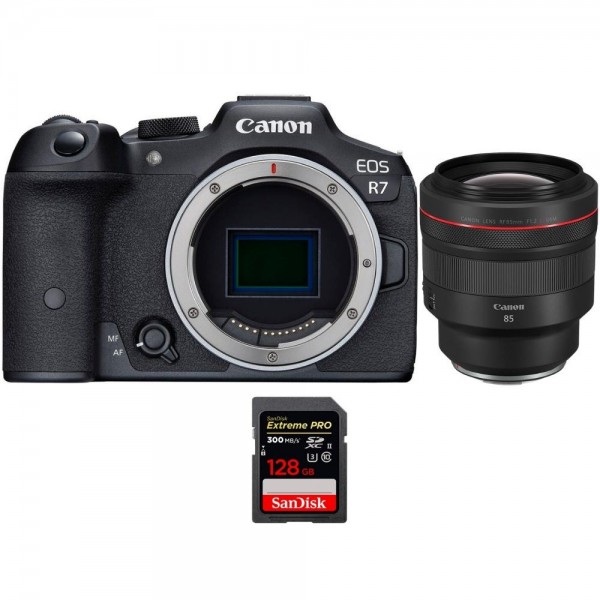 Canon EOS R7 + RF 85mm F1.2 L USM + 1 SanDisk 128GB Extreme PRO UHS-II SDXC 300 MB/s - Appareil Photo Hybride