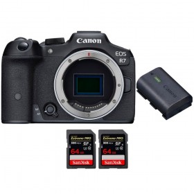Canon EOS R7 + Canon LP-E6NH + 2 SanDisk 64GB Extreme PRO UHS-II SDXC 300 MB/s - Appareil Photo Hybride