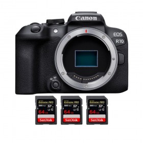 Canon EOS R10 + 3 SanDisk 64GB Extreme PRO UHS-II SDXC 300 MB/s