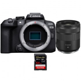 Canon EOS R10 + RF 85mm F2 Macro IS STM + 1 SanDisk 64GB Extreme PRO UHS-II SDXC 300 MB/s - Appareil Photo Hybride APS-C
