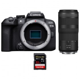 Canon EOS R10 + RF 100-400mm F5.6-8 IS USM + 1 SanDisk 32GB Extreme PRO UHS-II SDXC 300 MB/s - Appareil Photo Hybride APS-C