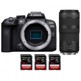 Canon EOS R10 + RF 100-400mm F5.6-8 IS USM + 3 SanDisk 32GB Extreme PRO UHS-II SDXC 300 MB/s - Appareil Photo Hybride APS-C