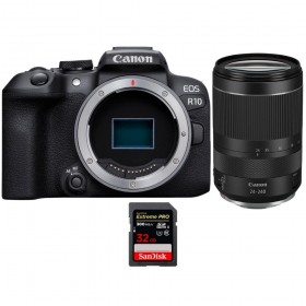 Canon EOS R10 + RF 24-240mm F4-6.3 IS USM + 1 SanDisk 32GB Extreme PRO UHS-II SDXC 300 MB/s - Appareil Photo Hybride APS-C
