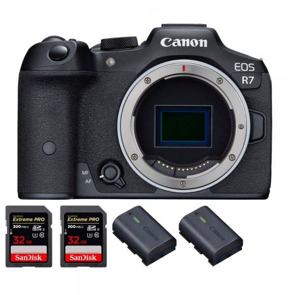 Canon EOS R7 + 2 SanDisk 32GB Extreme PRO UHS-II SDXC 300 MB/s + 2 Canon LP-E6NH - Mirrorless APS-C camera