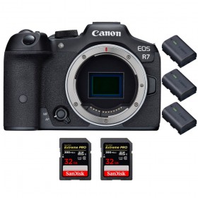 Canon EOS R7 + 2 SanDisk 32GB Extreme PRO UHS-II SDXC 300 MB/s + 3 Canon LP-E6NH - Cámara mirrorless
