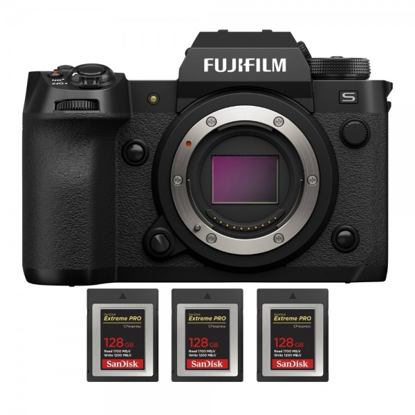 Fujifilm X-H2S + 3 SanDisk 128GB Extreme PRO CFexpress Type B - Appareil Photo APS-C