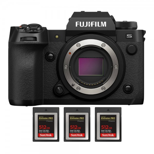 Fujifilm X-H2S + 3 SanDisk 512GB Extreme PRO CFexpress Type B - Appareil Photo APS-C