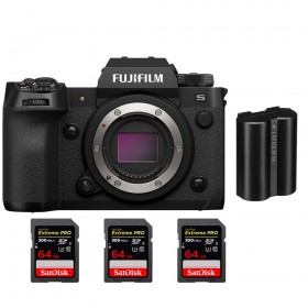 Fujifilm X-H2S + 3 SanDisk 64GB Extreme PRO UHS-II SDXC 300 MB/s + 1 Fujifilm NP-W235 - Appareil Photo APS-C