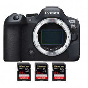 Canon EOS R6 Mark II + 3 SanDisk 64GB Extreme PRO UHS-II SDXC 300 MB/s - Full Frame Mirrorless Camera