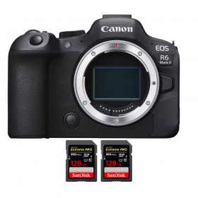 Canon EOS R6 Mark II + 2 SanDisk 128GB Extreme PRO UHS-II SDXC 300 MB/s - Full Frame Mirrorless Camera
