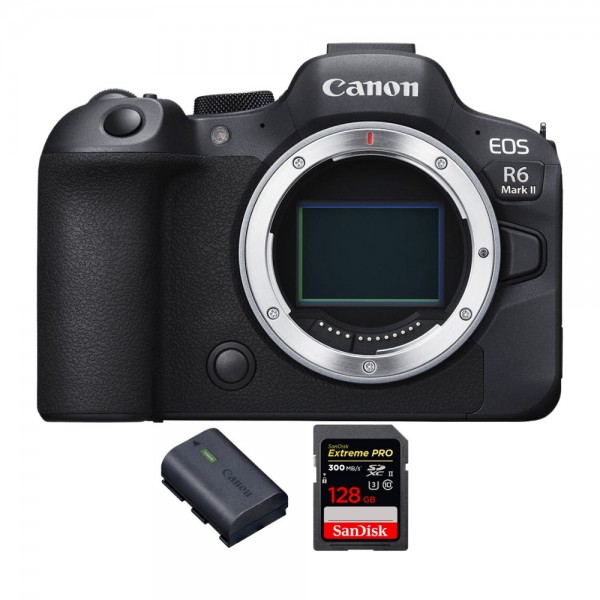 Canon EOS R6 Mark II + 1 SanDisk 128GB Extreme PRO UHS-II 300 MB/s + 1 Canon LP-E6NH - Appareil hybride Plein Format