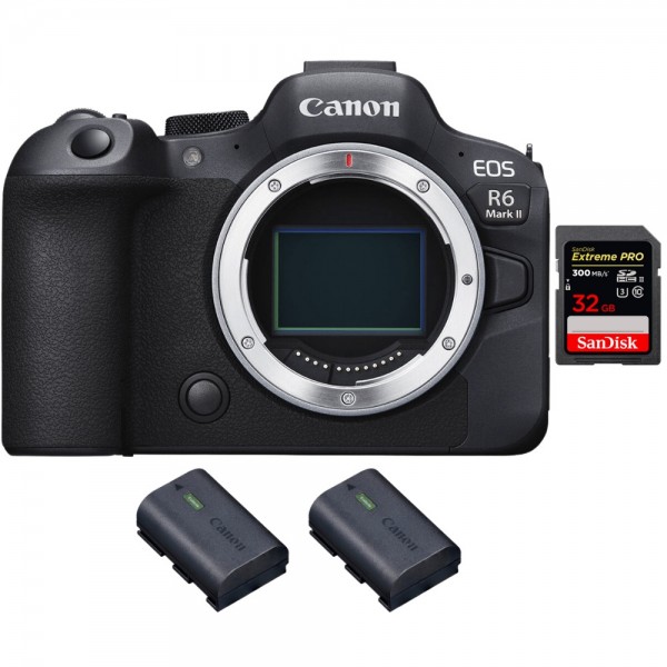 Canon EOS R6 Mark II + 1 SanDisk 32GB Extreme PRO UHS-II 300 MB/s + 2 Canon LP-E6NH - Appareil hybride Plein Format