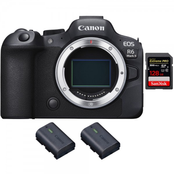 Canon EOS R6 Mark II + 1 SanDisk 128GB Extreme PRO UHS-II 300 MB/s + 2 Canon LP-E6NH - Appareil hybride Plein Format