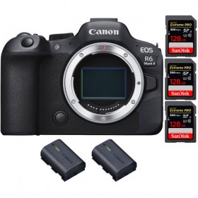 Canon EOS R6 Mark II + 3 SanDisk 128GB Extreme PRO UHS-II 300 MB/s + 2 Canon LP-E6NH - Appareil hybride Plein Format