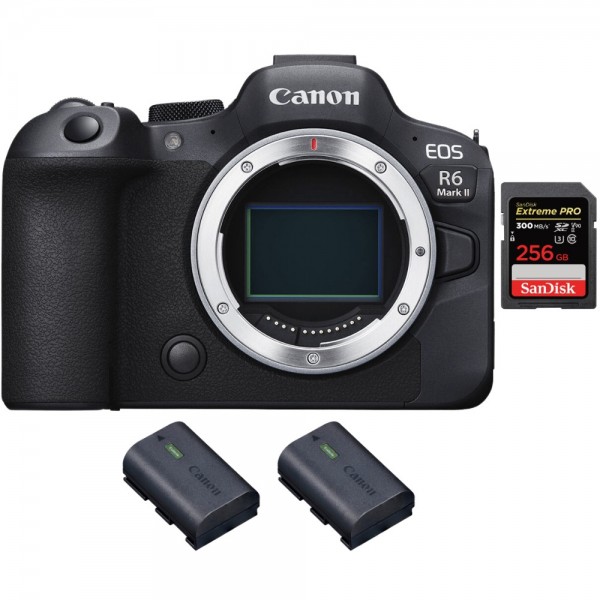 Canon EOS R6 Mark II + 1 SanDisk 256GB Extreme PRO UHS-II 300 MB/s + 2 Canon LP-E6NH - Appareil hybride Plein Format