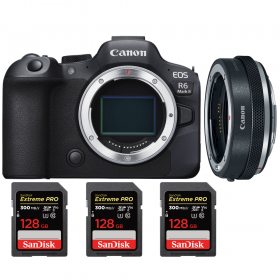 Canon EOS R6 Mark II + Canon EF-EOS R Premium + 3 SanDisk 128GB Extreme PRO UHS-II SDXC 300 MB/s