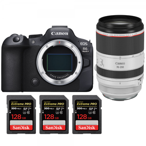 Canon EOS R6 Mark II + RF 70-200mm f/2.8 L IS USM + 3 SanDisk 128GB Extreme PRO UHS-II SDXC 300 MB/s