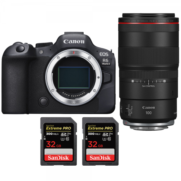 Canon EOS R6 Mark II + RF 100mm f/2.8 L Macro IS USM + 2 SanDisk 32GB Extreme PRO UHS-II SDXC 300 MB/s