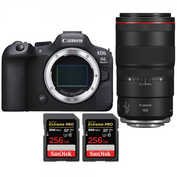 Canon EOS R6 Mark II + RF 100mm f/2.8 L Macro IS USM + 2 SanDisk 256GB Extreme PRO UHS-II SDXC 300 MB/s